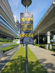 PVC Banner on Lampost with wooden support