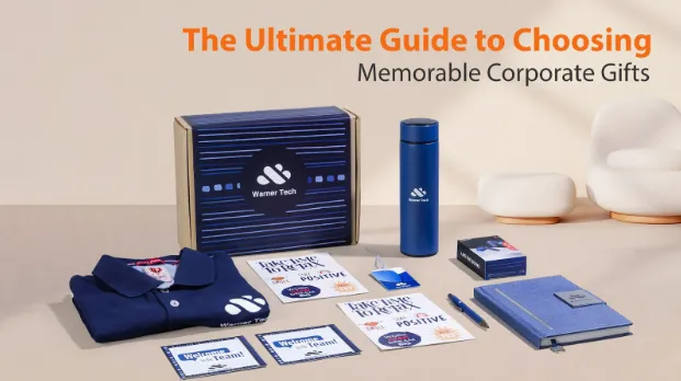 Custom printed Box, Bottle, t-shirt and other items kept at a table.