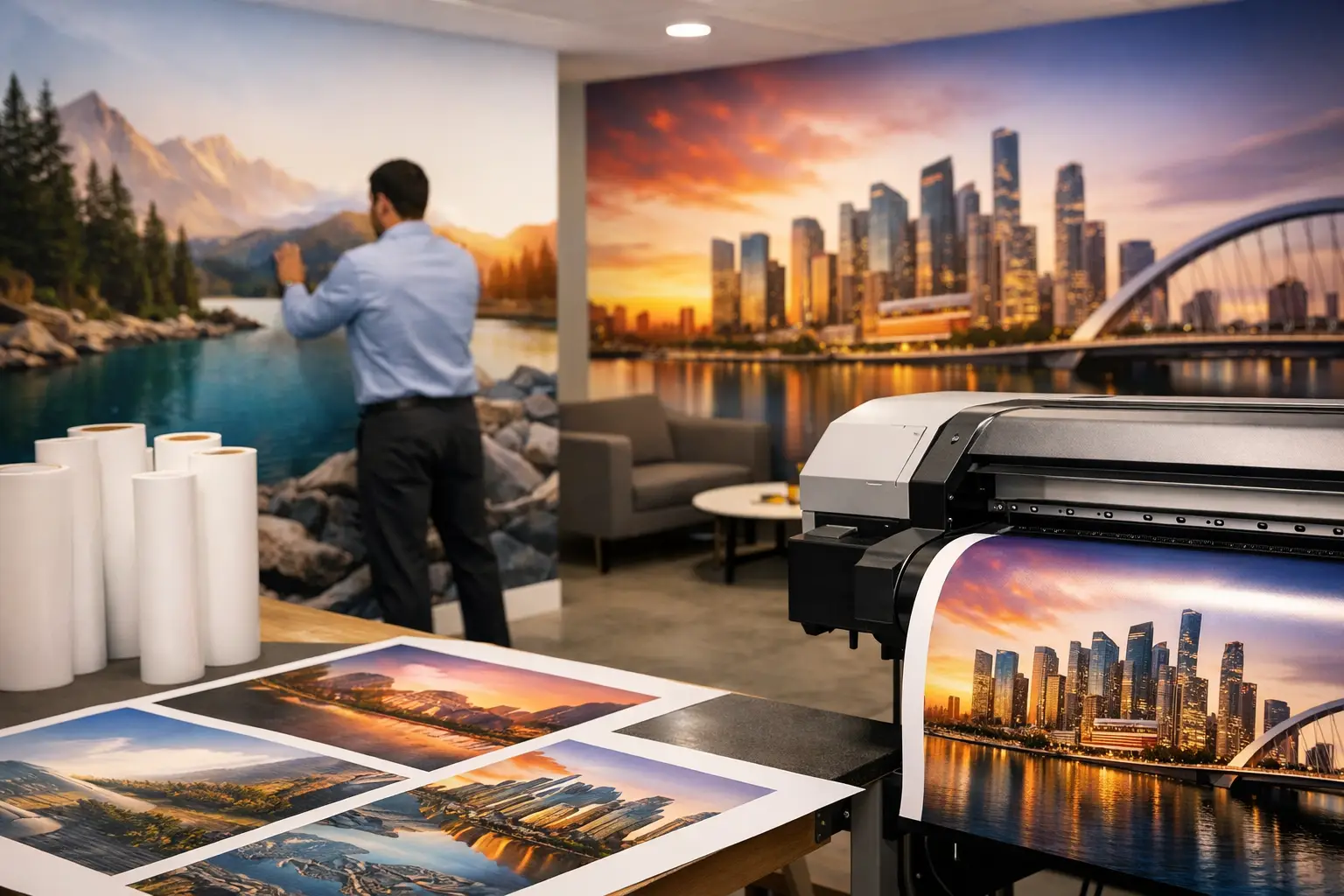 Wall Mural Sticker Printing for Business Spaces