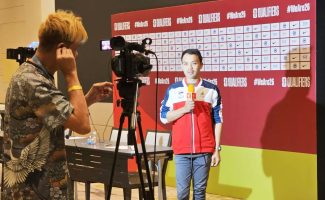 Photo backdrop for TV recording