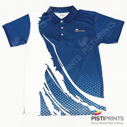 Sublimation polo tee with full-color graphics